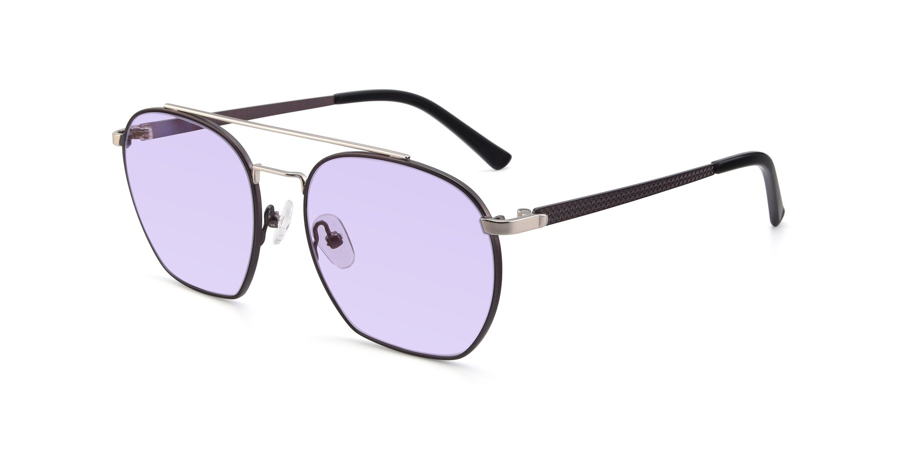 Angle of 9425 in Black-Silver with Light Purple Tinted Lenses