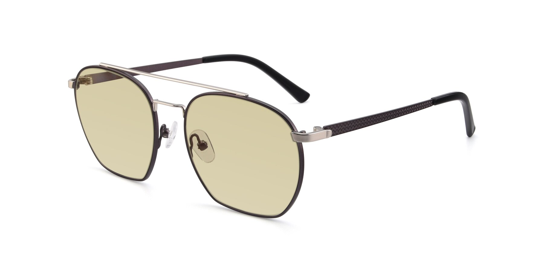 Angle of 9425 in Black-Silver with Light Champagne Tinted Lenses