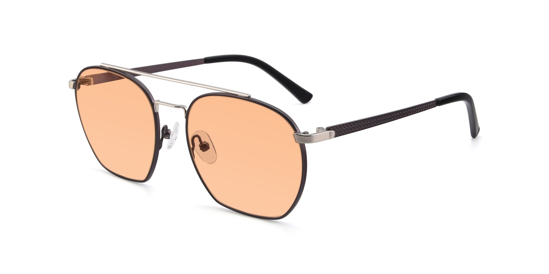 Angle of 9425 in Black-Silver with Light Orange Tinted Lenses