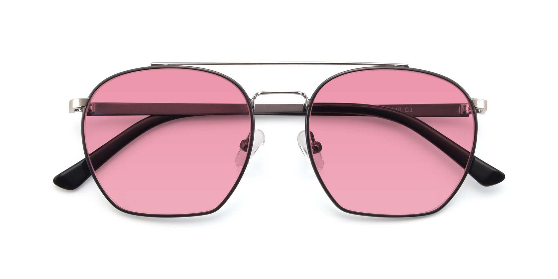 Folded Front of 9425 in Black-Silver with Pink Tinted Lenses