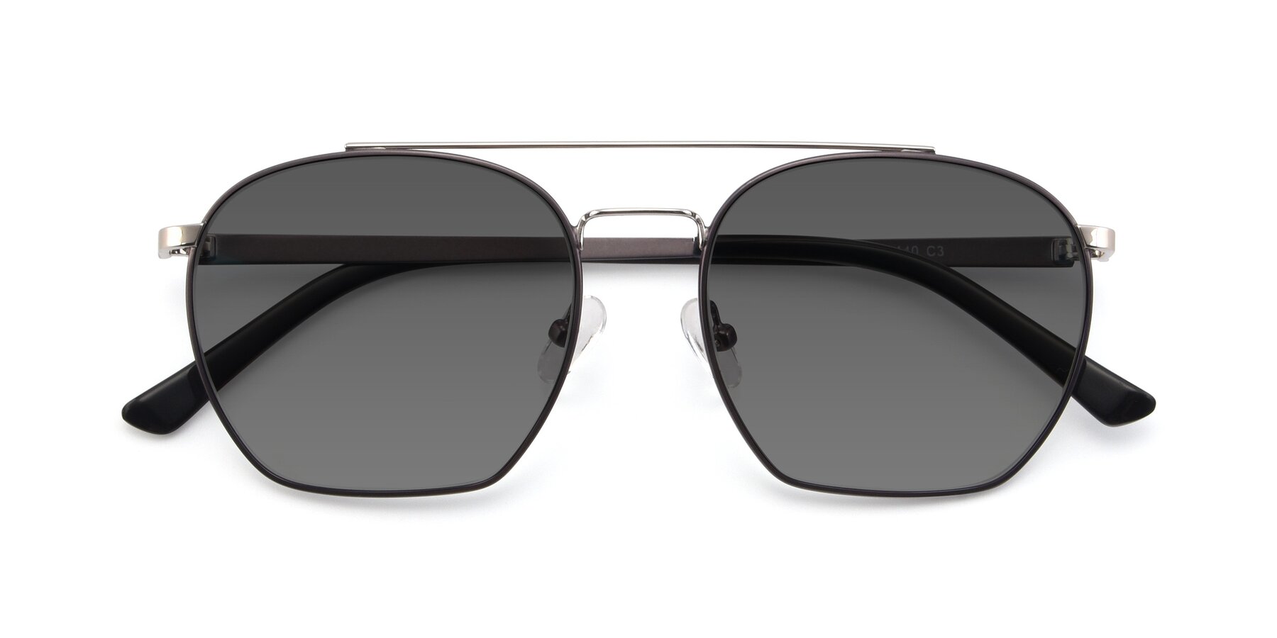 Folded Front of 9425 in Black-Silver with Medium Gray Tinted Lenses