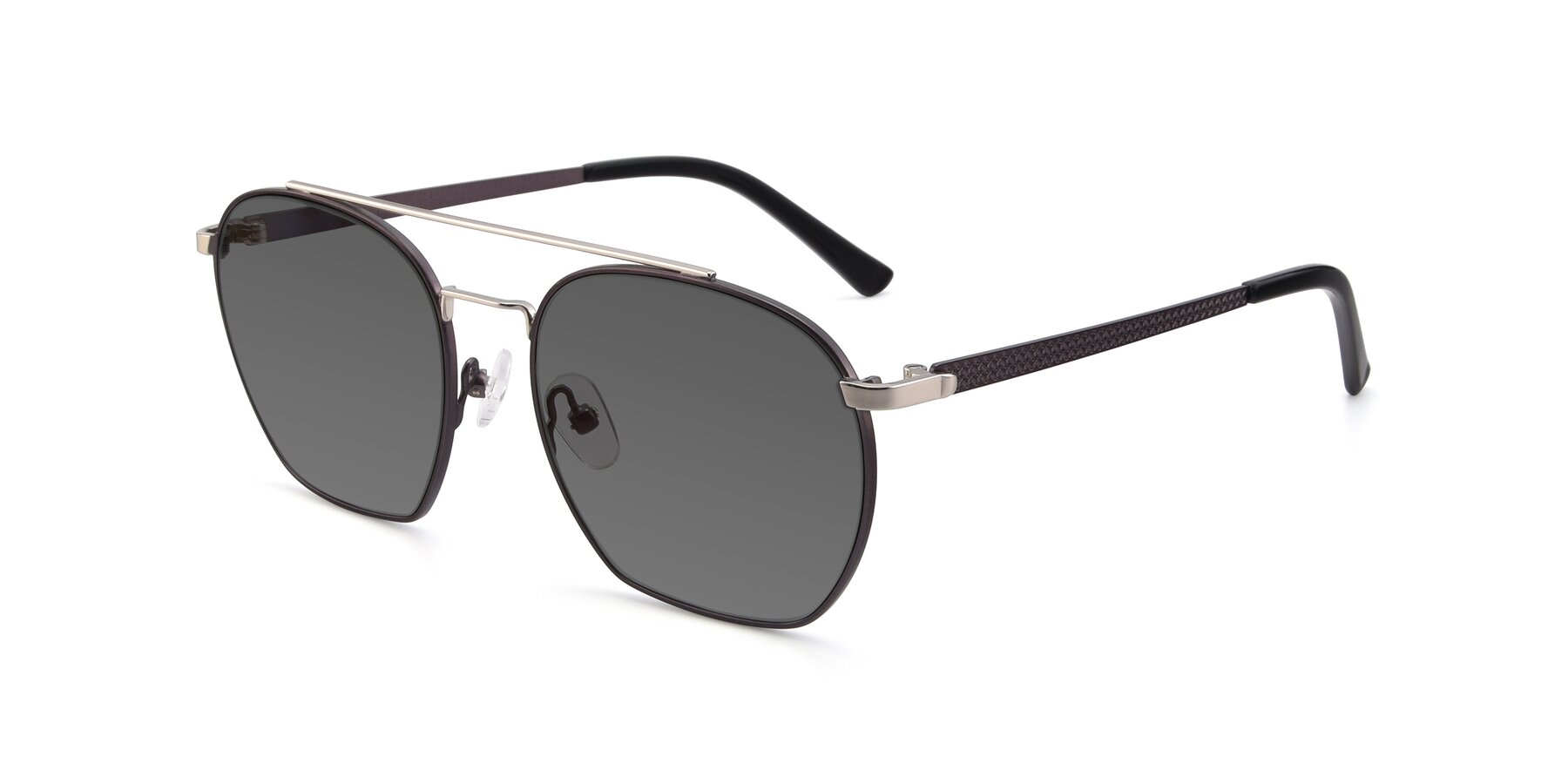 Angle of 9425 in Black-Silver with Medium Gray Tinted Lenses