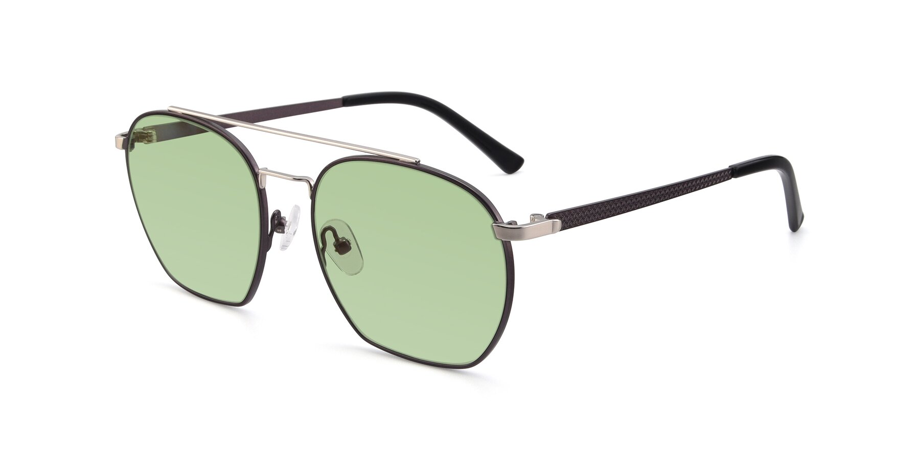 Angle of 9425 in Black-Silver with Medium Green Tinted Lenses