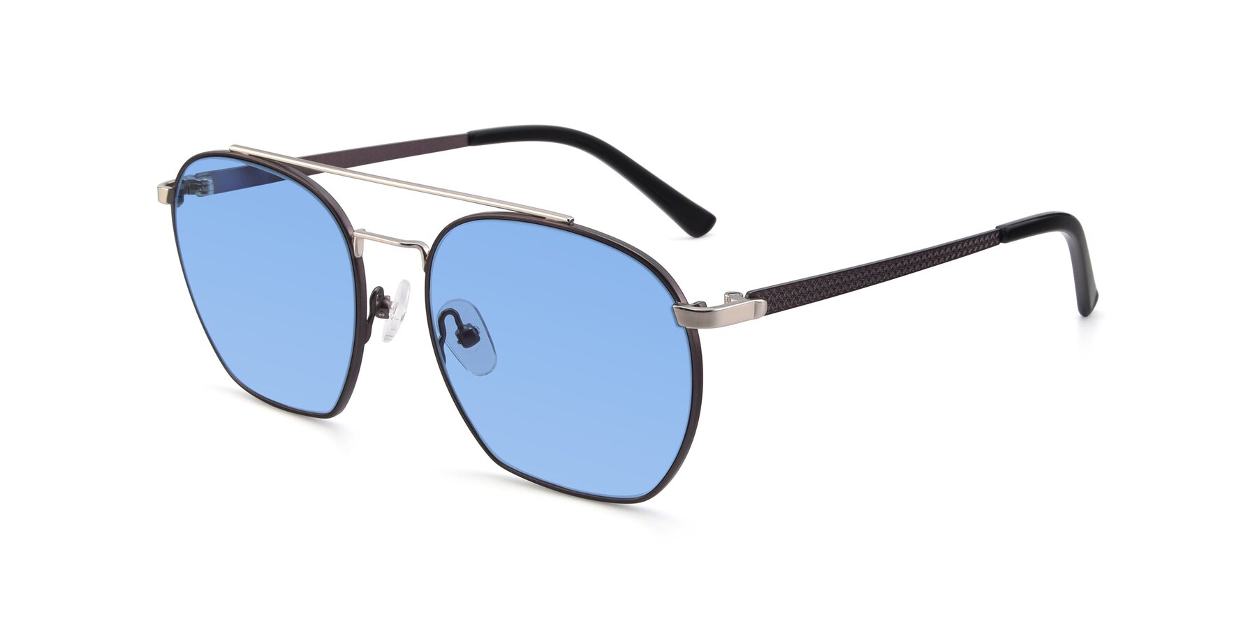 Angle of 9425 in Black-Silver with Medium Blue Tinted Lenses