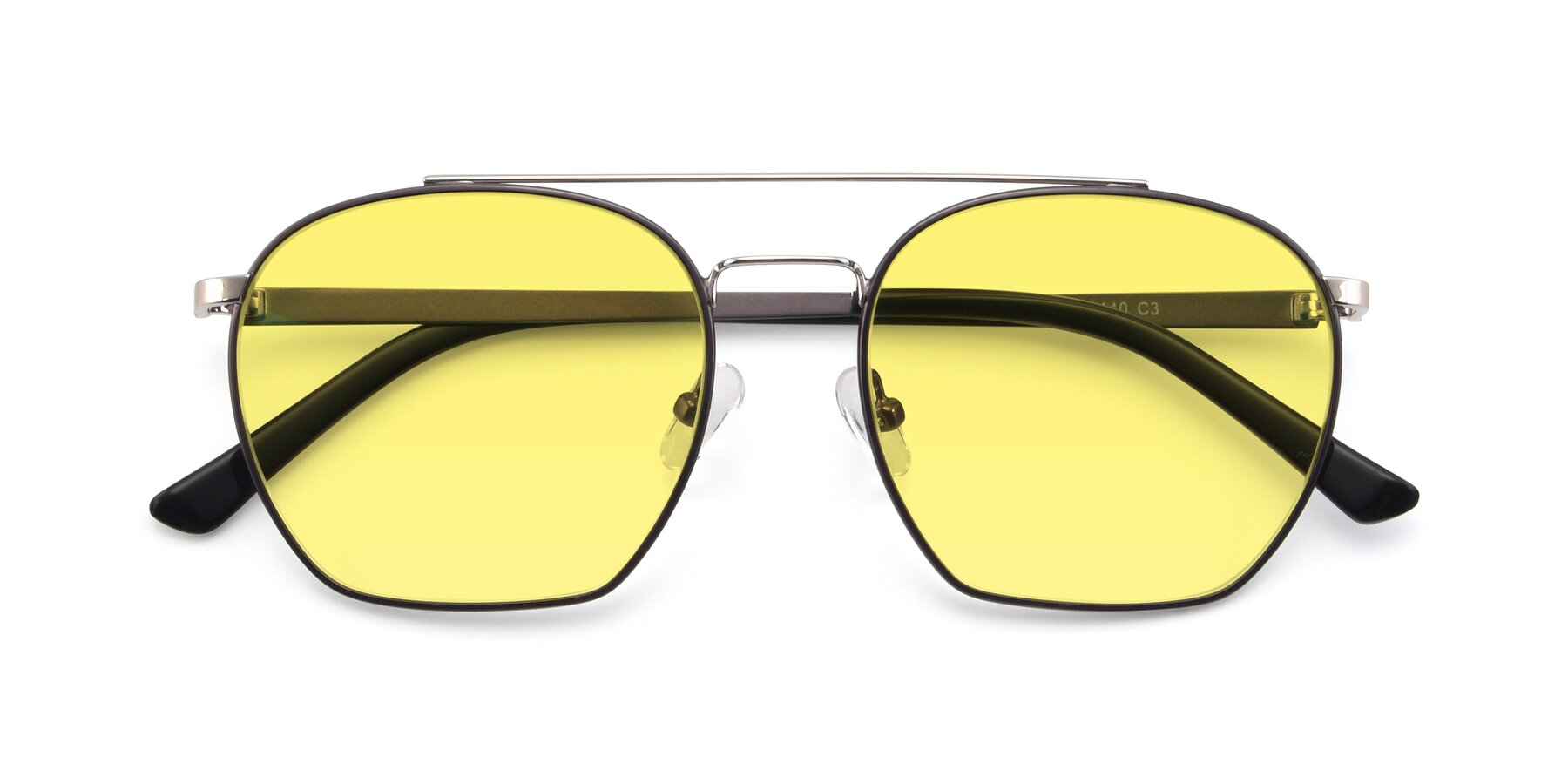 Folded Front of 9425 in Black-Silver with Medium Yellow Tinted Lenses