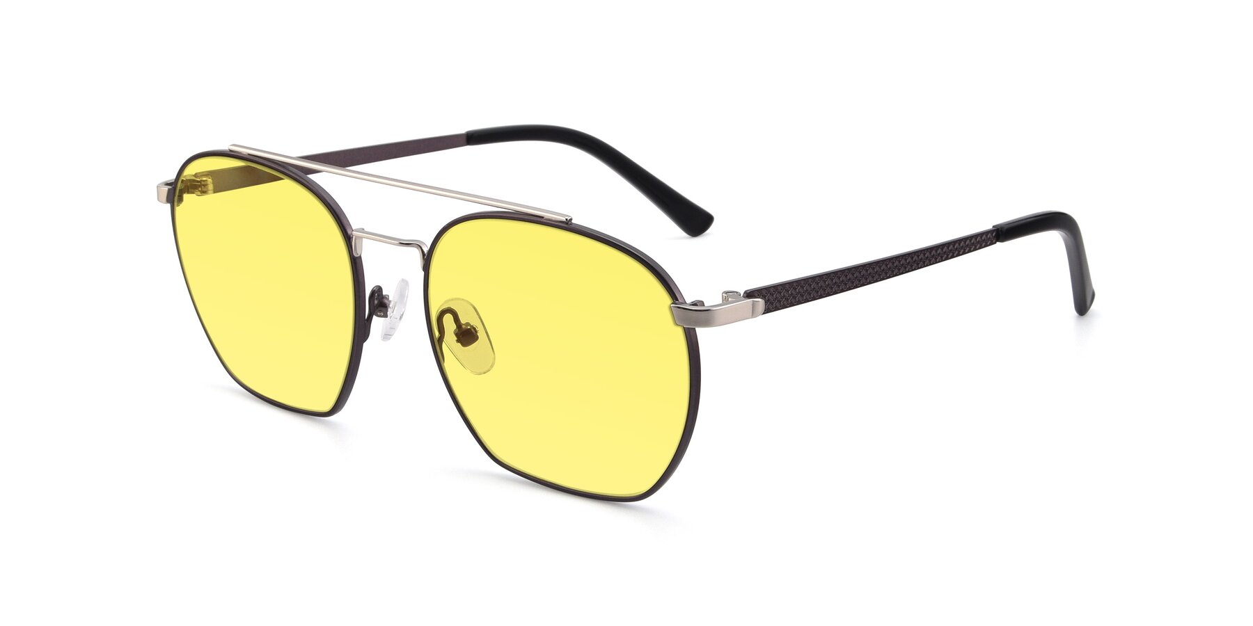 Angle of 9425 in Black-Silver with Medium Yellow Tinted Lenses