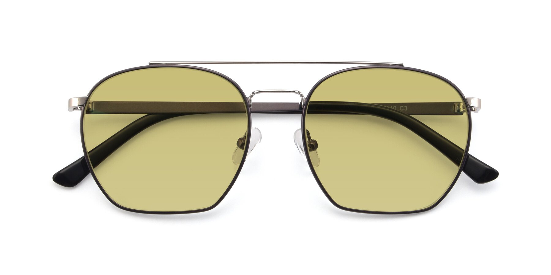 Folded Front of 9425 in Black-Silver with Medium Champagne Tinted Lenses