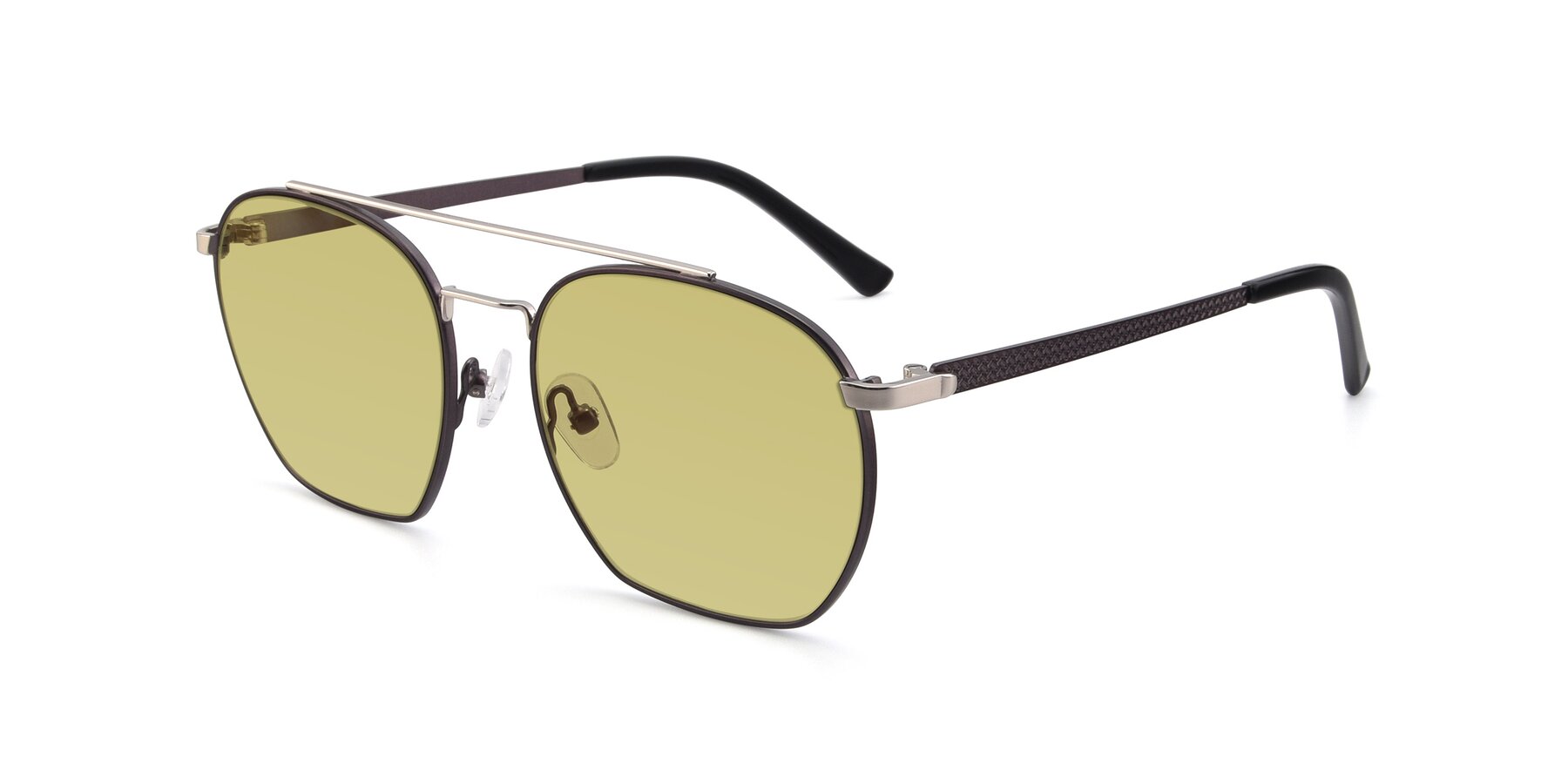 Angle of 9425 in Black-Silver with Medium Champagne Tinted Lenses