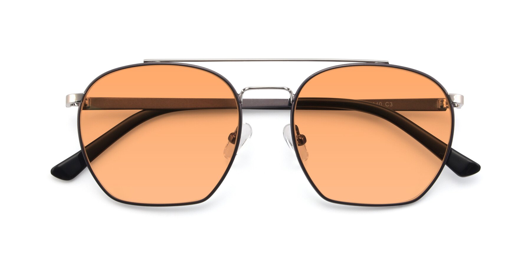 Folded Front of 9425 in Black-Silver with Medium Orange Tinted Lenses