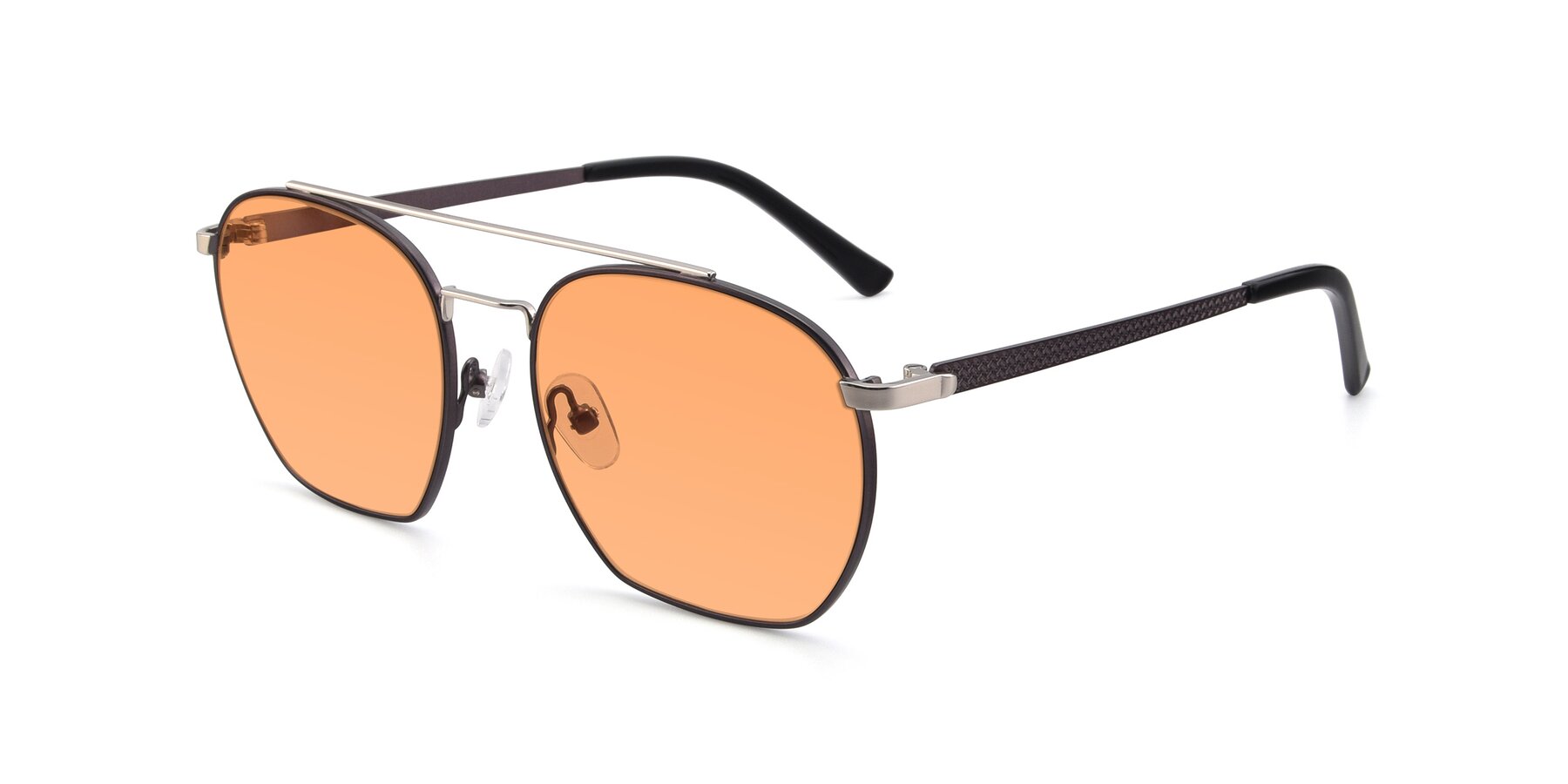 Angle of 9425 in Black-Silver with Medium Orange Tinted Lenses