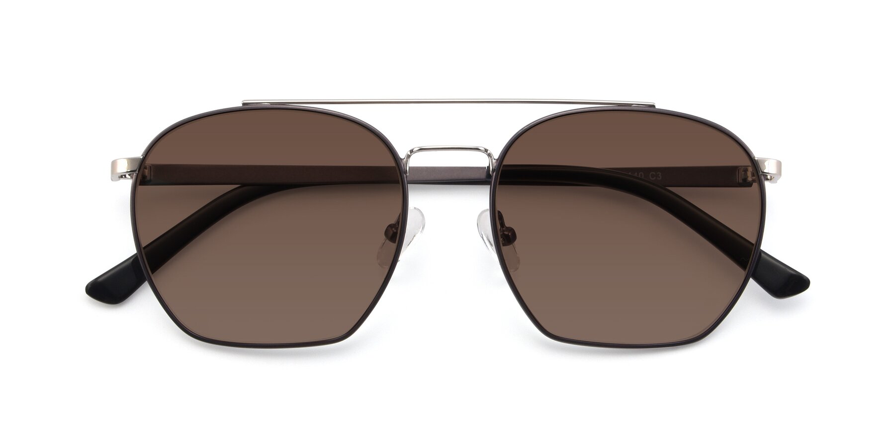 Folded Front of 9425 in Black-Silver with Brown Tinted Lenses