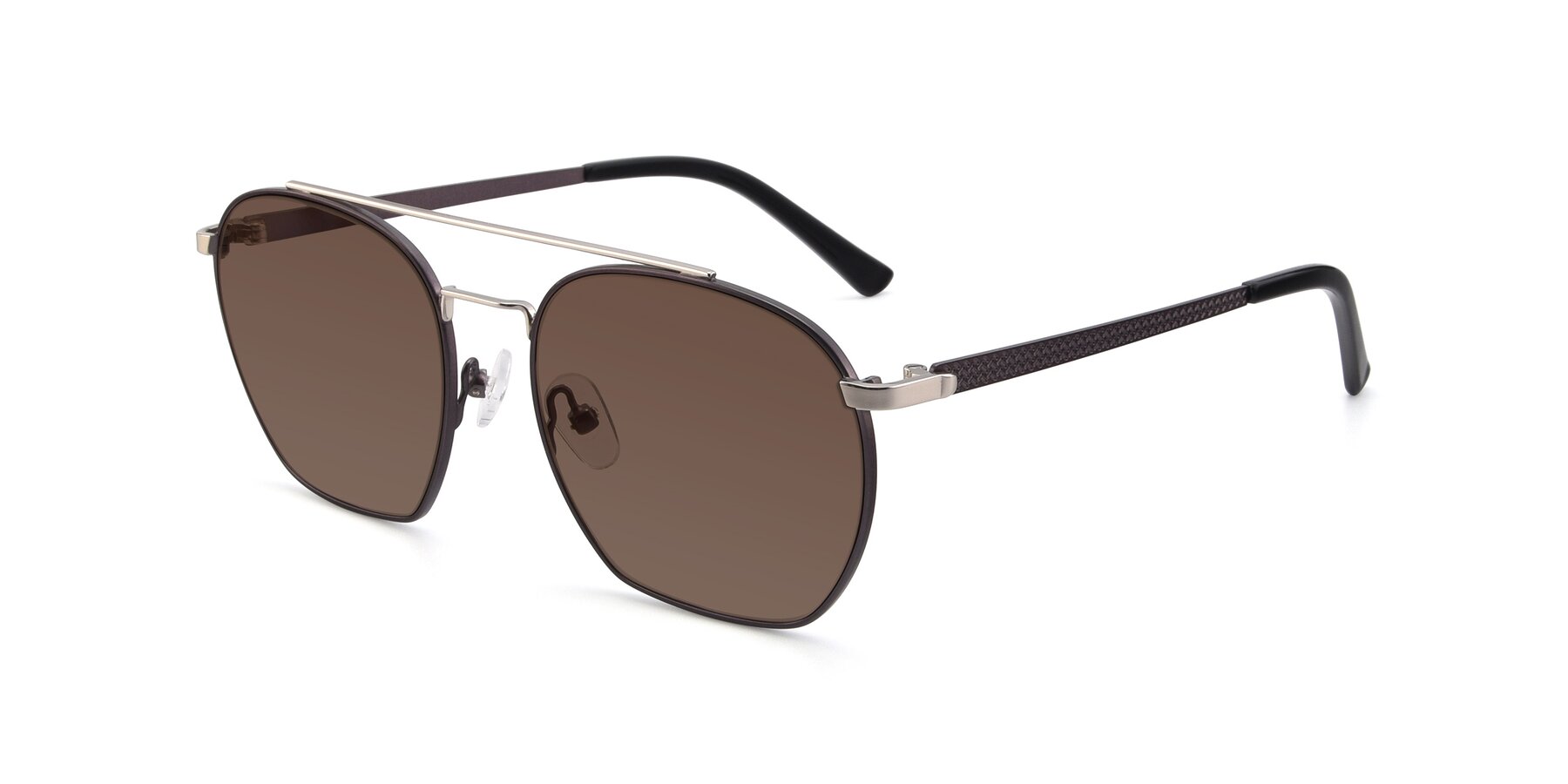 Angle of 9425 in Black-Silver with Brown Tinted Lenses