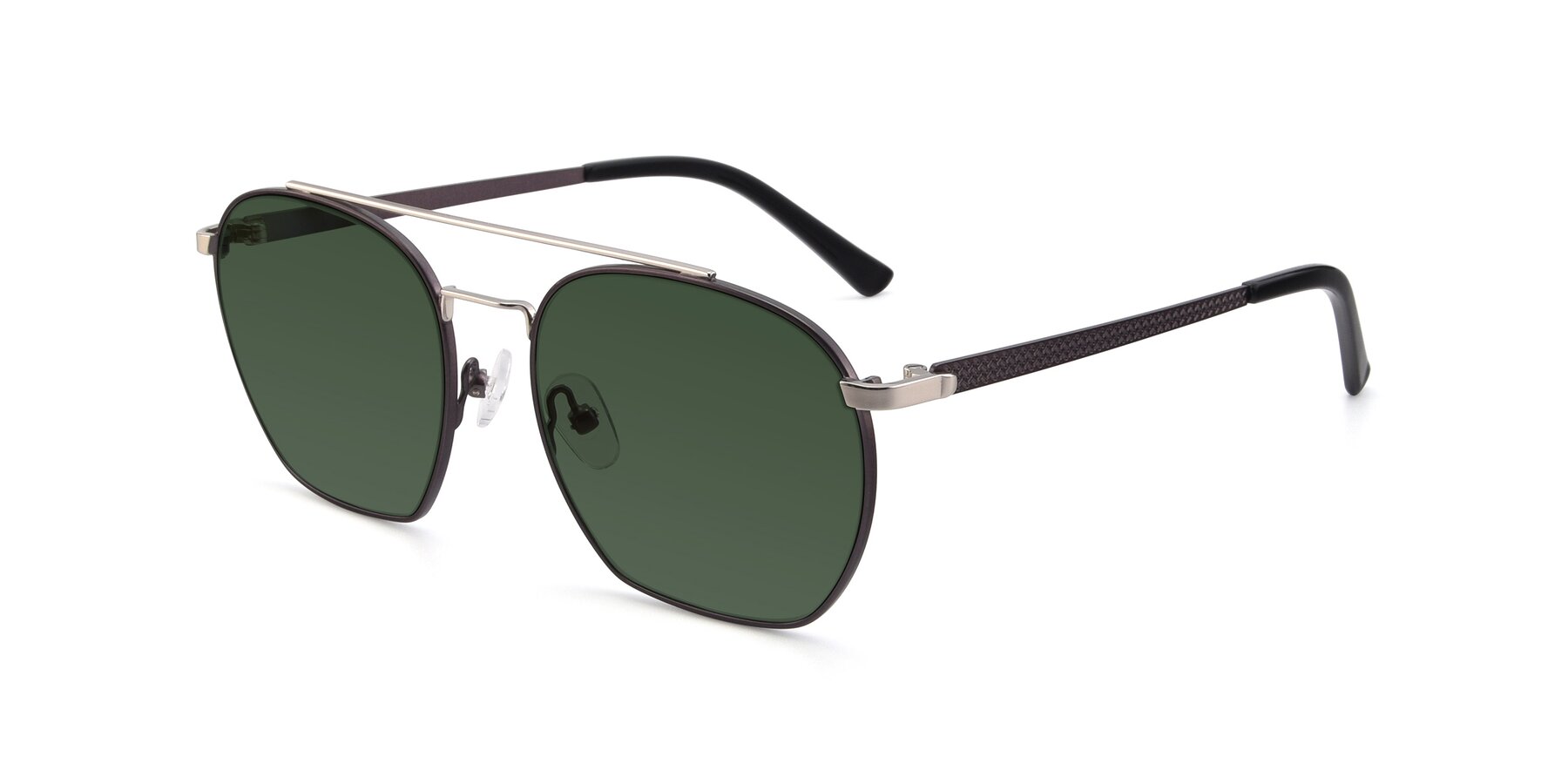 Angle of 9425 in Black-Silver with Green Tinted Lenses