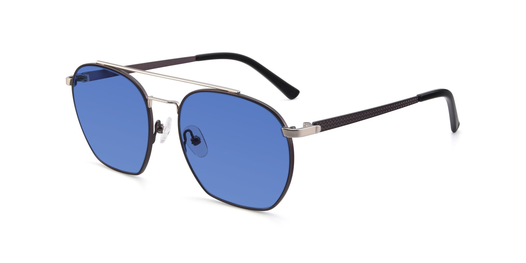 Angle of 9425 in Black-Silver with Blue Tinted Lenses