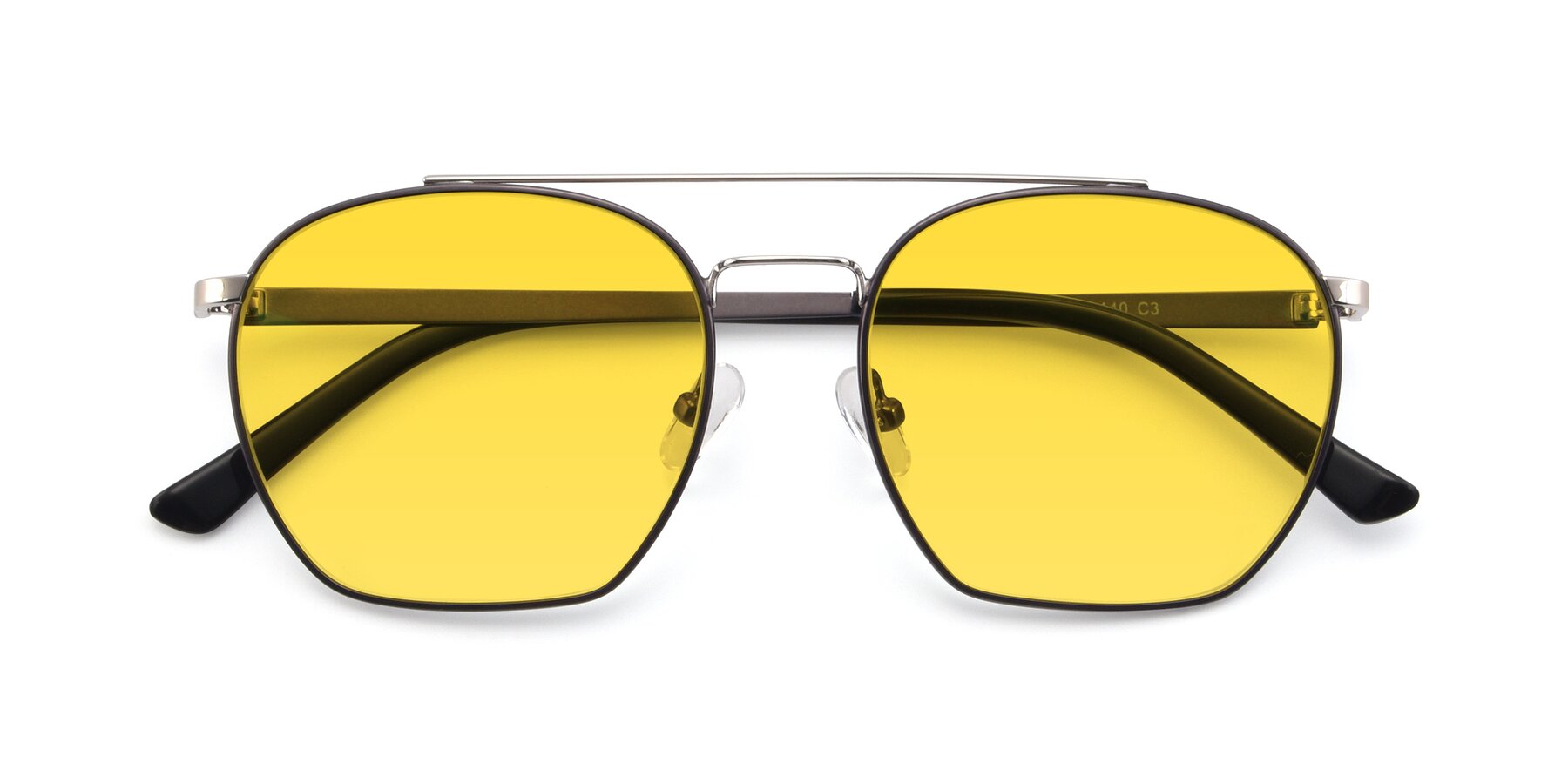 Folded Front of 9425 in Black-Silver with Yellow Tinted Lenses