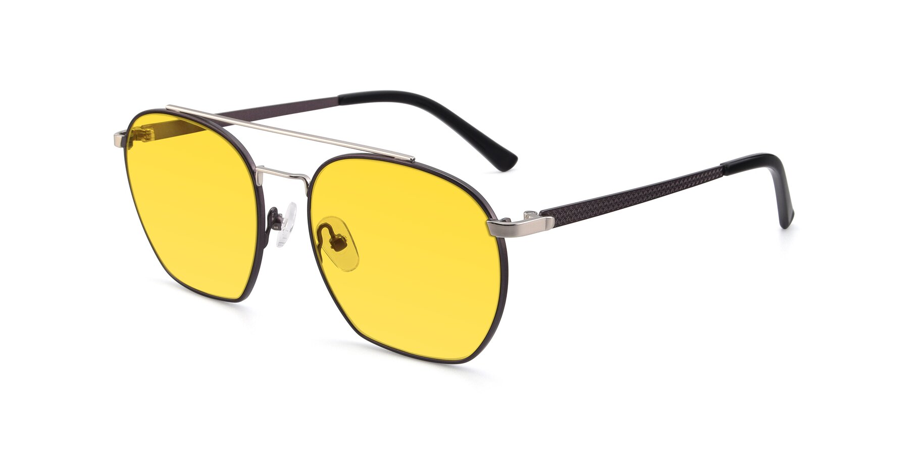 Angle of 9425 in Black-Silver with Yellow Tinted Lenses