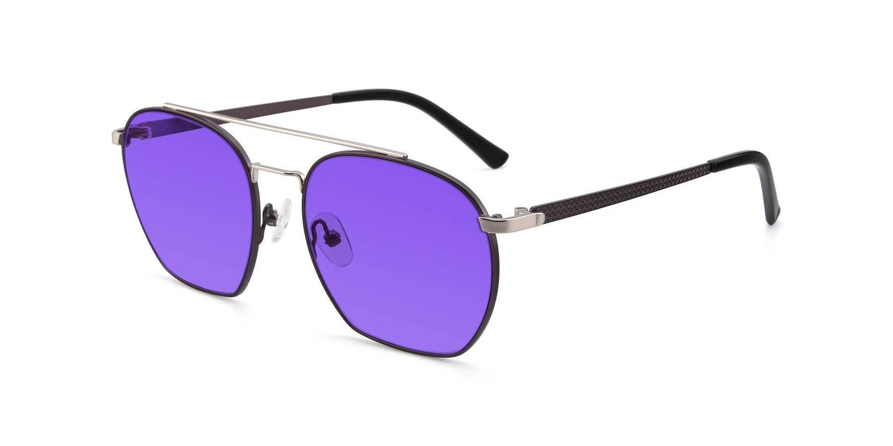 Angle of 9425 in Black-Silver with Purple Tinted Lenses