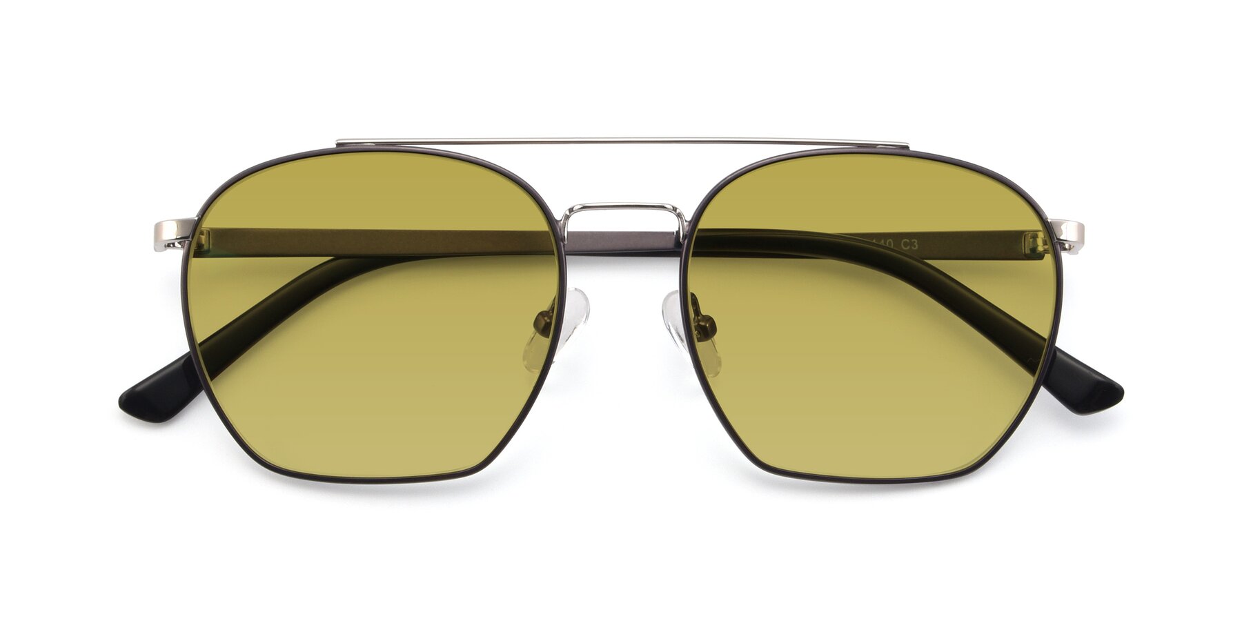 Folded Front of 9425 in Black-Silver with Champagne Tinted Lenses