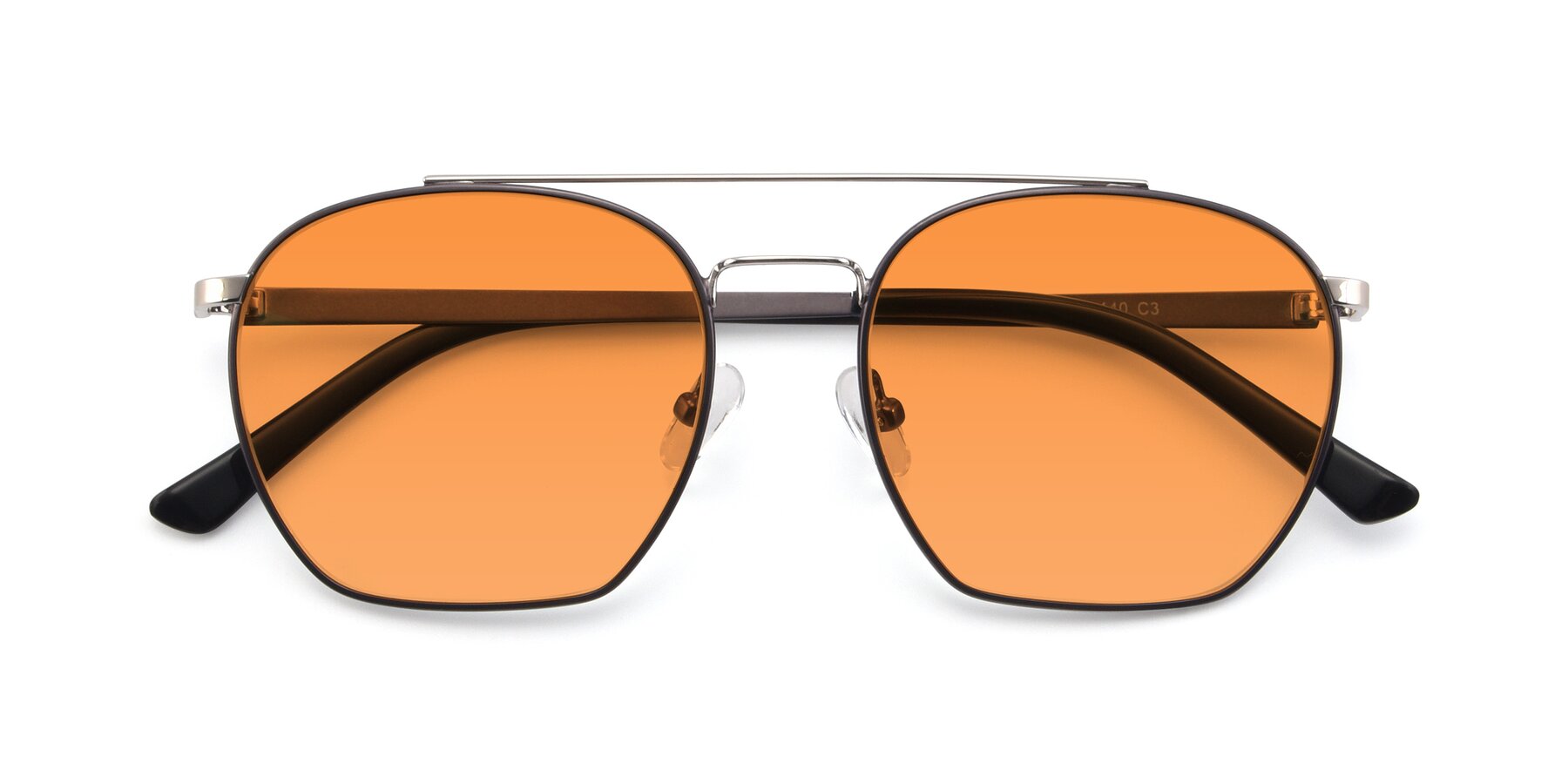 Folded Front of 9425 in Black-Silver with Orange Tinted Lenses