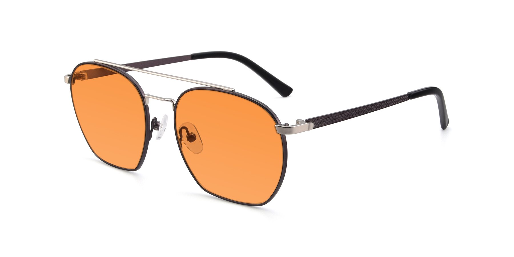 Angle of 9425 in Black-Silver with Orange Tinted Lenses