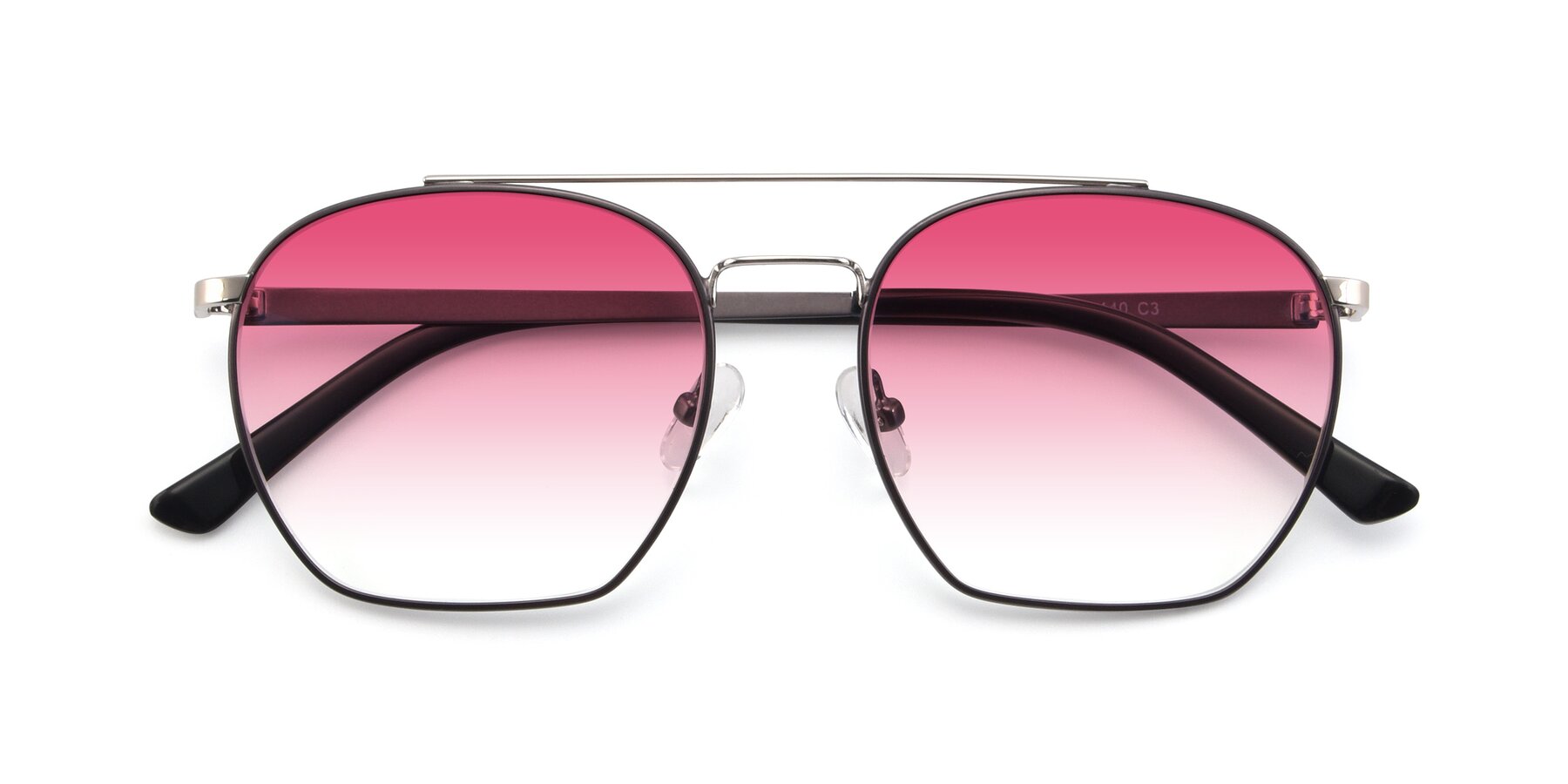 Folded Front of 9425 in Black-Silver with Pink Gradient Lenses