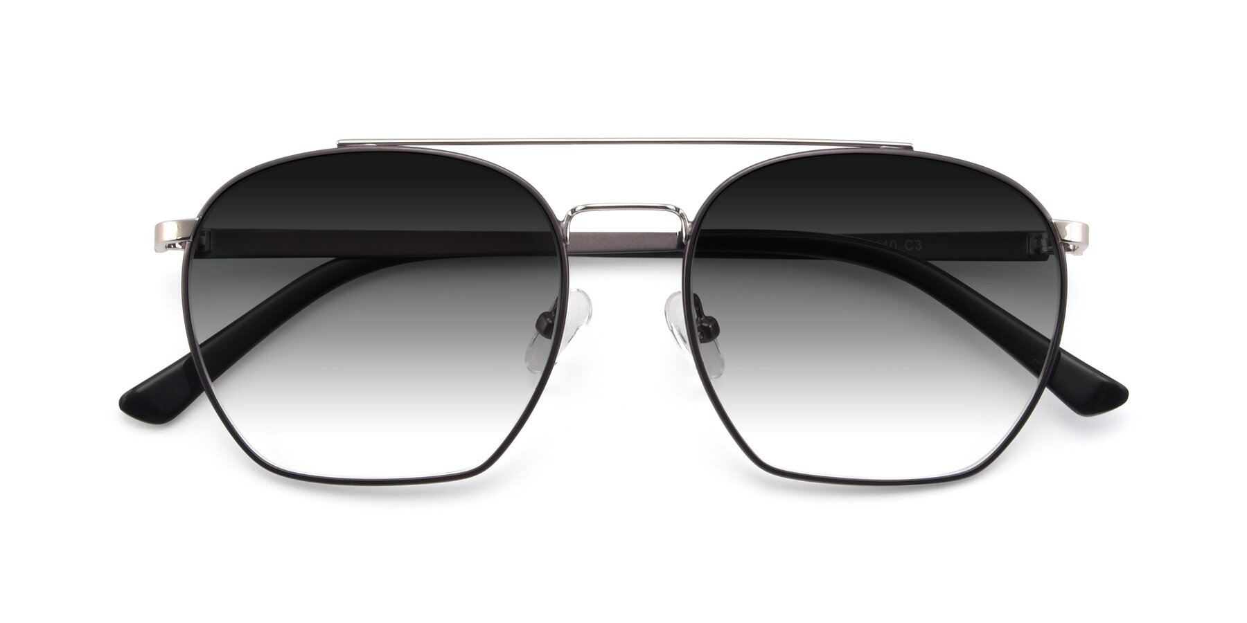 Folded Front of 9425 in Black-Silver with Gray Gradient Lenses