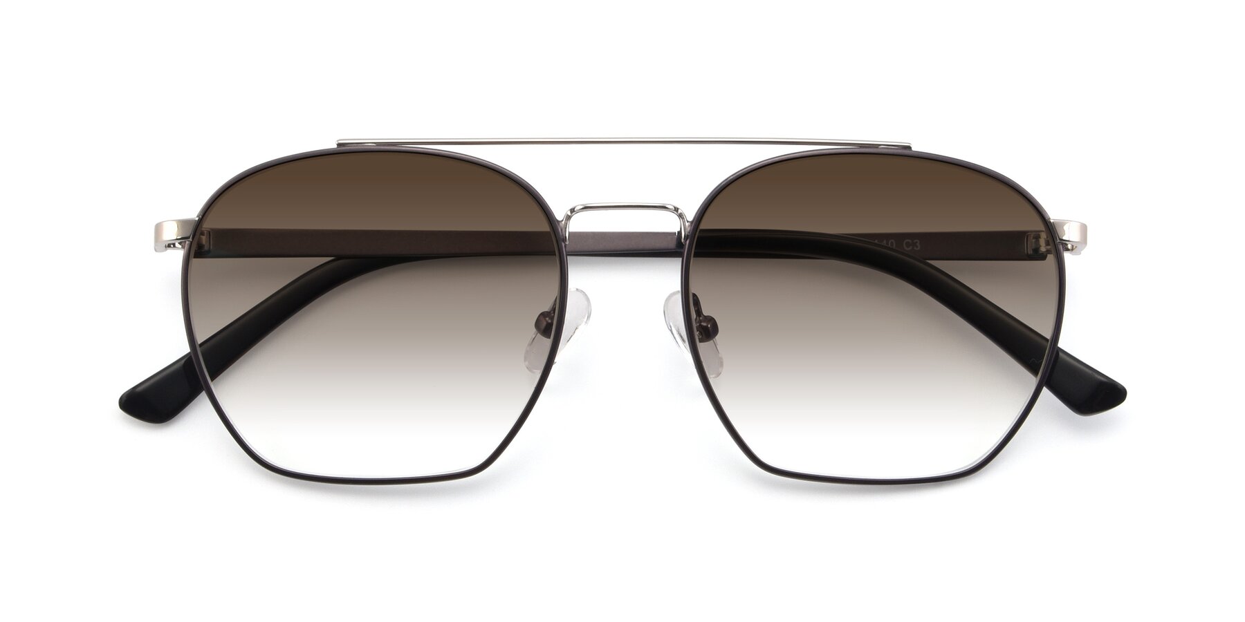 Folded Front of 9425 in Black-Silver with Brown Gradient Lenses