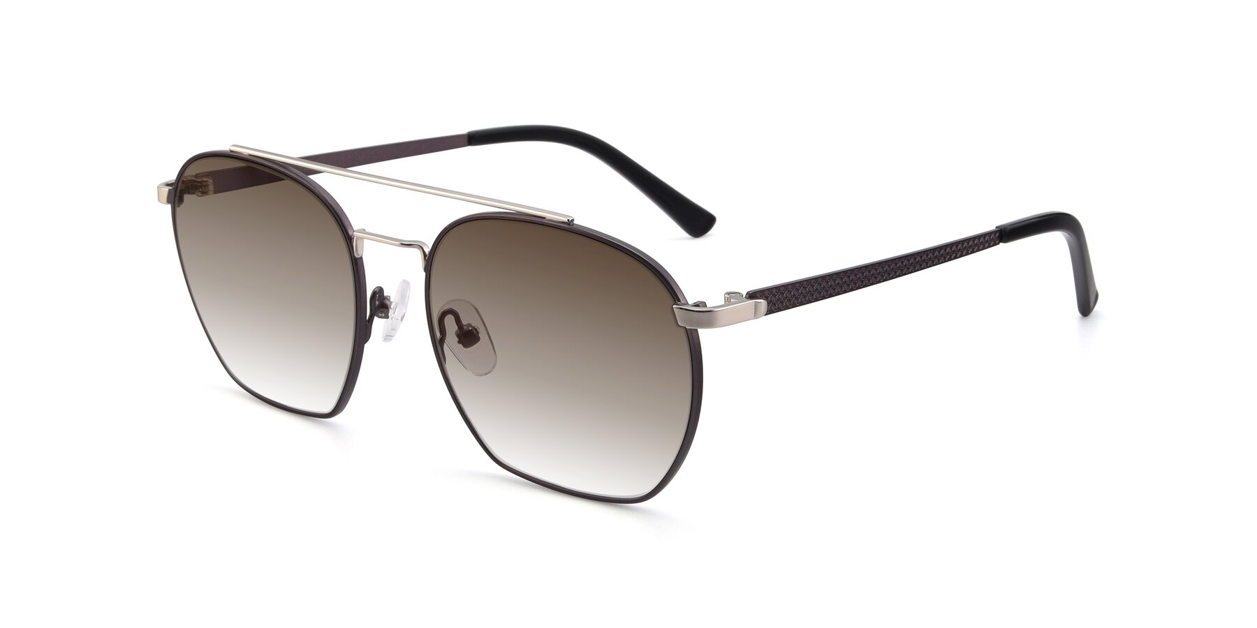 Angle of 9425 in Black-Silver with Brown Gradient Lenses