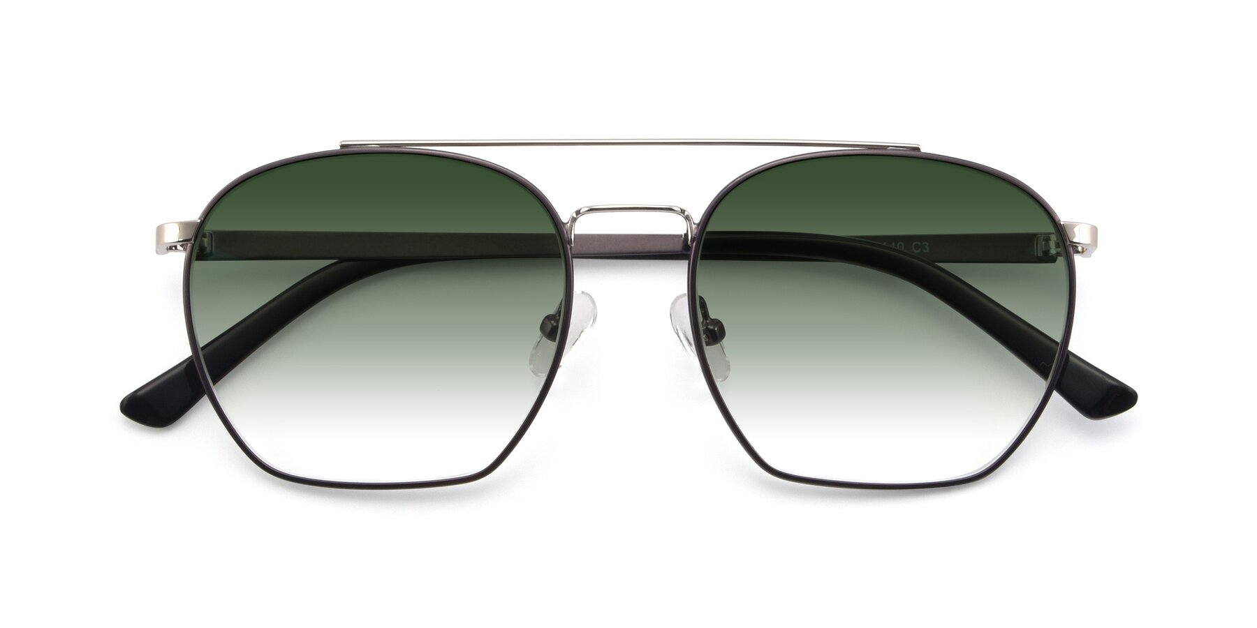 Folded Front of 9425 in Black-Silver with Green Gradient Lenses