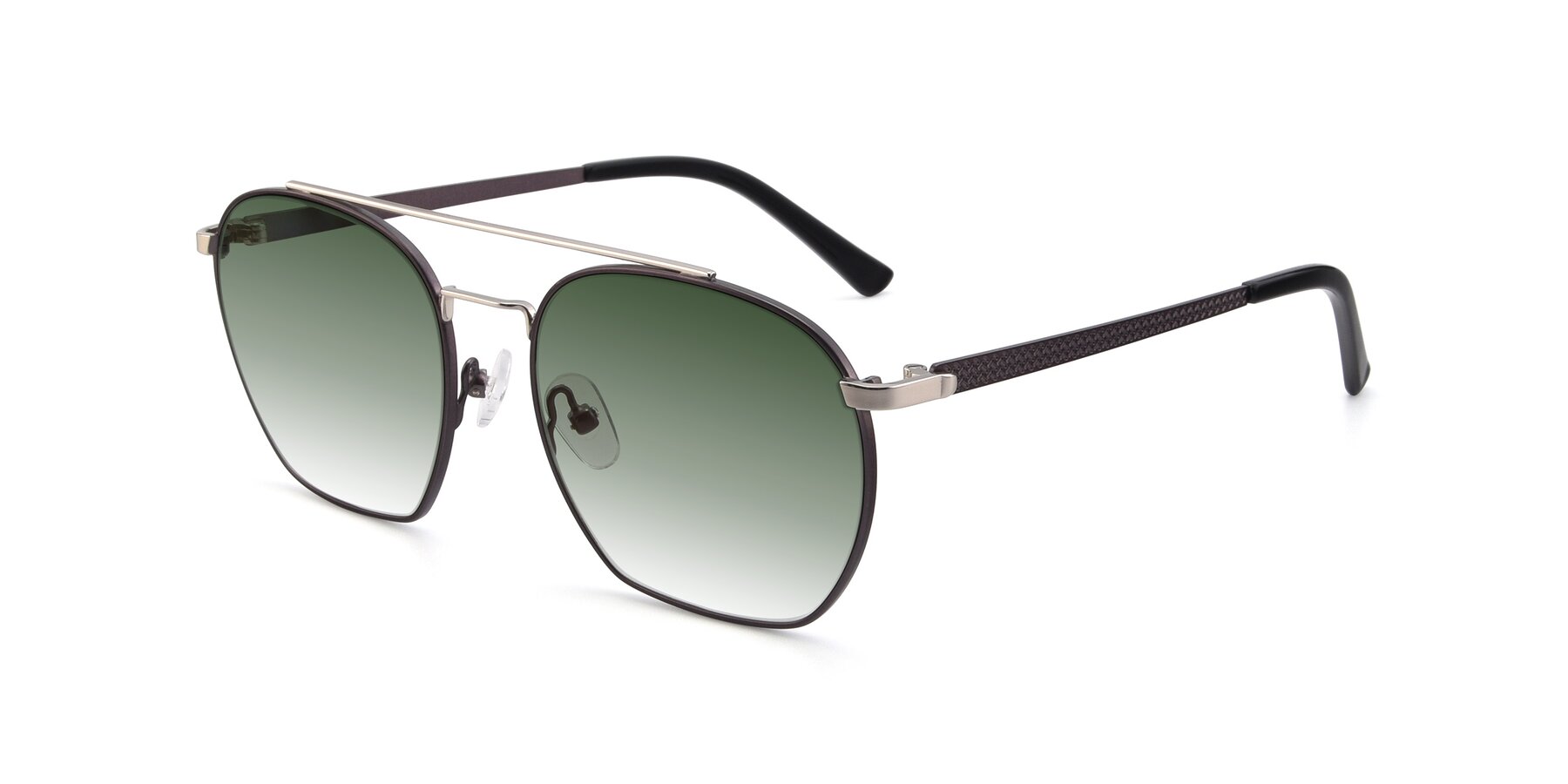 Angle of 9425 in Black-Silver with Green Gradient Lenses