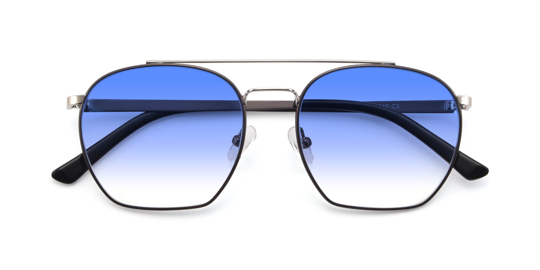 Folded Front of 9425 in Black-Silver with Blue Gradient Lenses