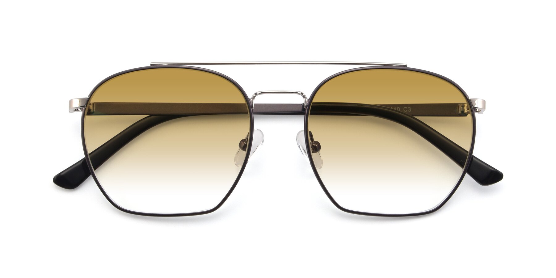 Folded Front of 9425 in Black-Silver with Champagne Gradient Lenses