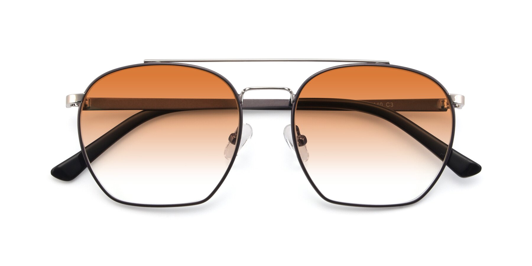 Folded Front of 9425 in Black-Silver with Orange Gradient Lenses