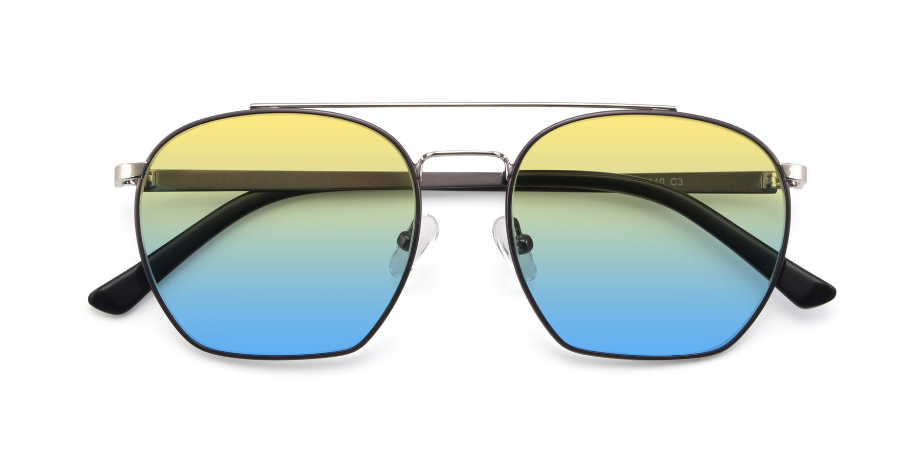 Folded Front of 9425 in Black-Silver with Yellow / Blue Gradient Lenses