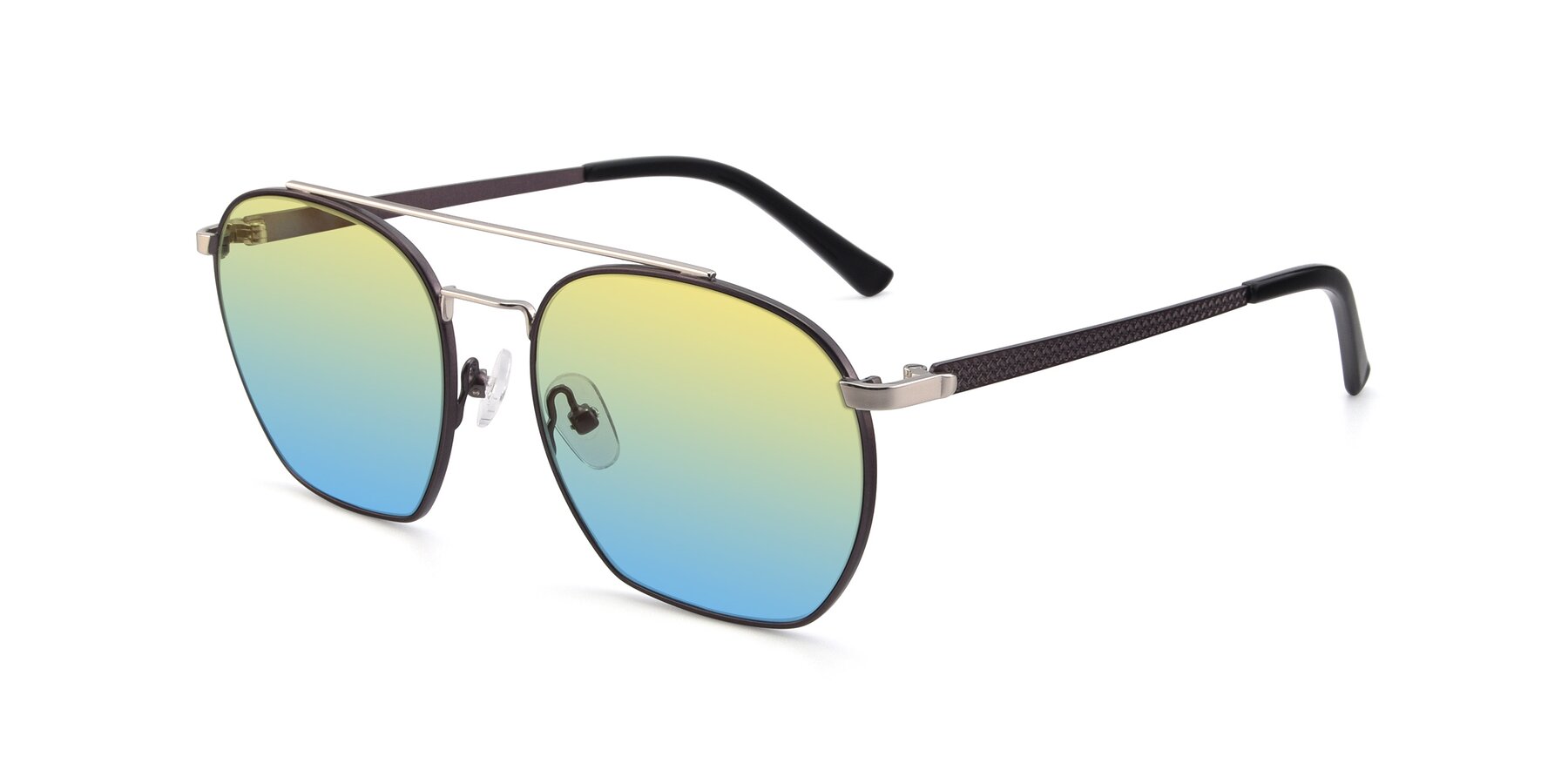 Angle of 9425 in Black-Silver with Yellow / Blue Gradient Lenses