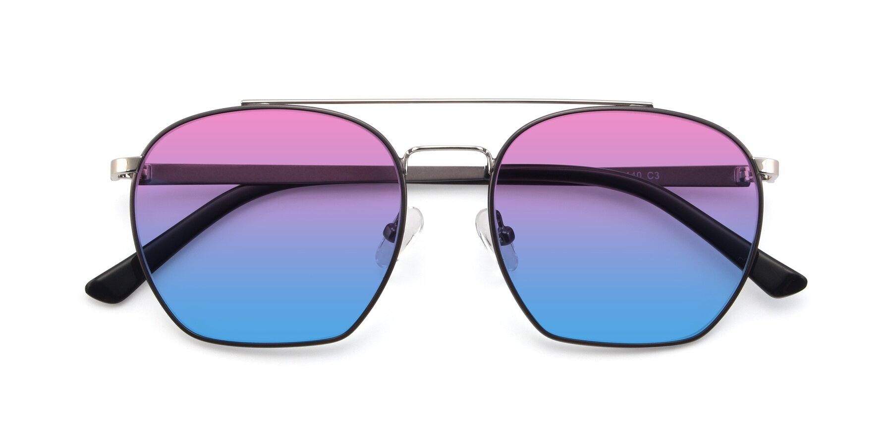 Folded Front of 9425 in Black-Silver with Pink / Blue Gradient Lenses
