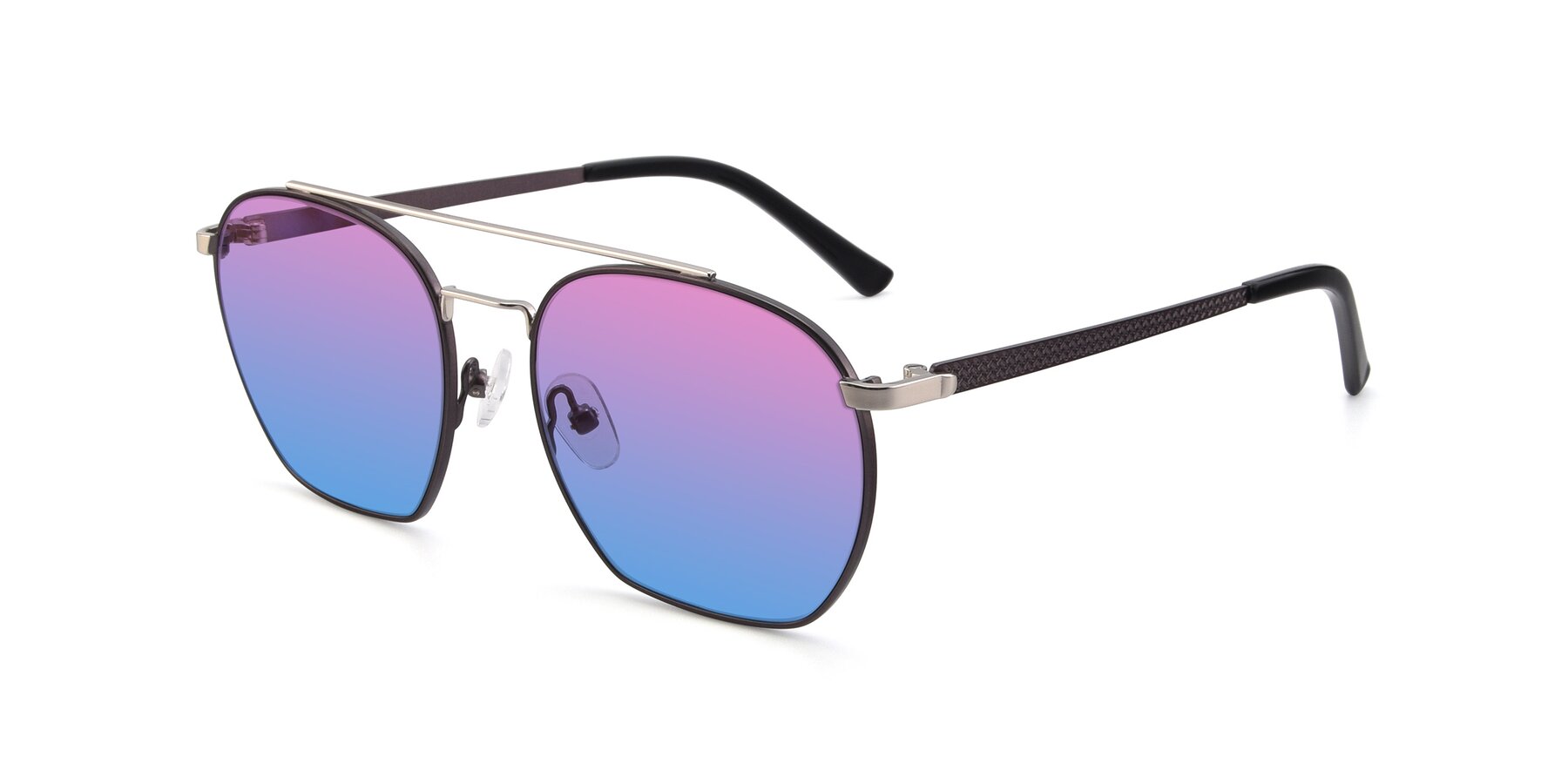 Angle of 9425 in Black-Silver with Pink / Blue Gradient Lenses