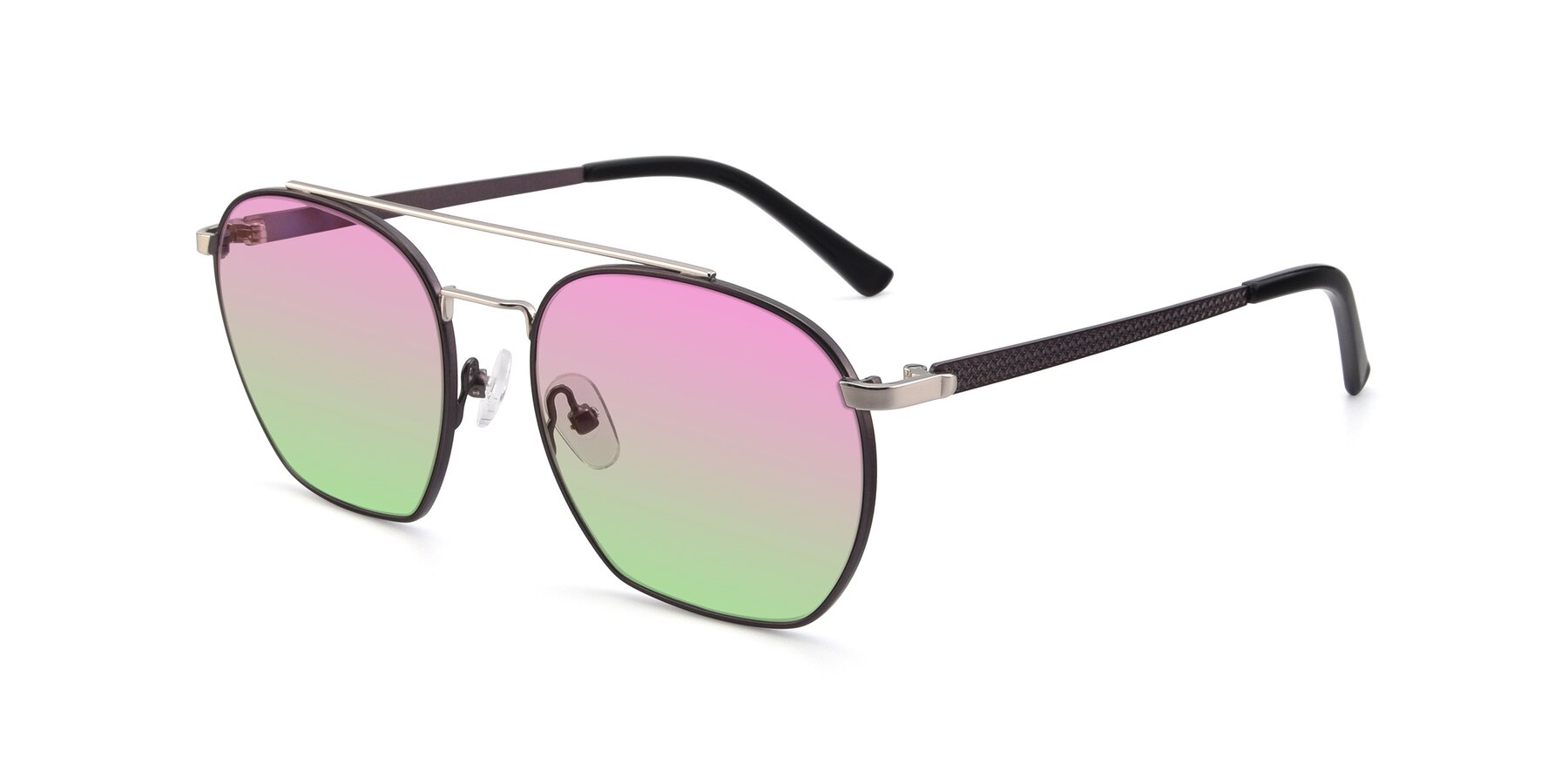 Angle of 9425 in Black-Silver with Pink / Green Gradient Lenses