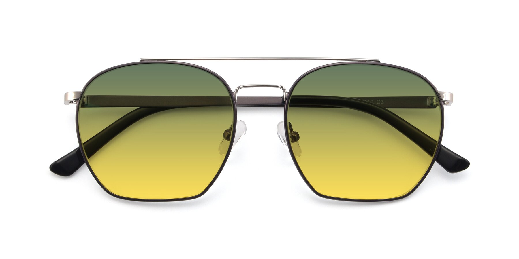 Folded Front of 9425 in Black-Silver with Green / Yellow Gradient Lenses