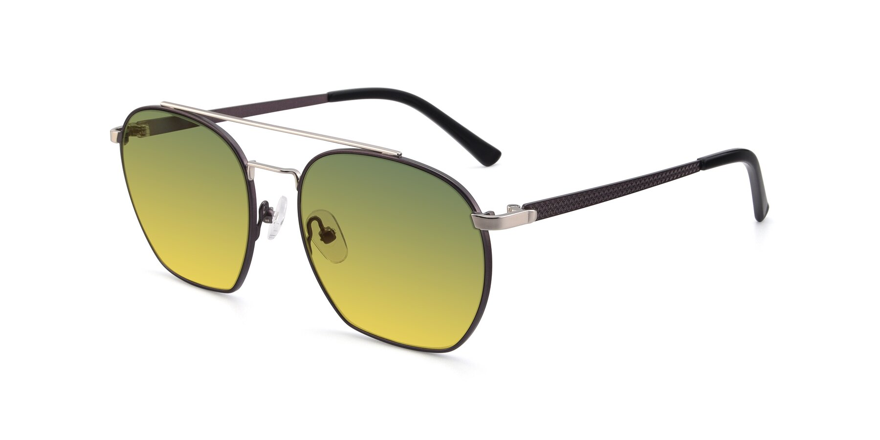 Angle of 9425 in Black-Silver with Green / Yellow Gradient Lenses