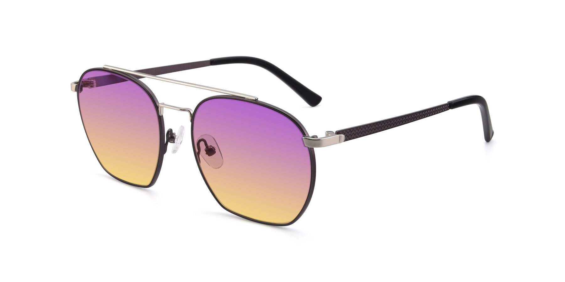 Angle of 9425 in Black-Silver with Purple / Yellow Gradient Lenses