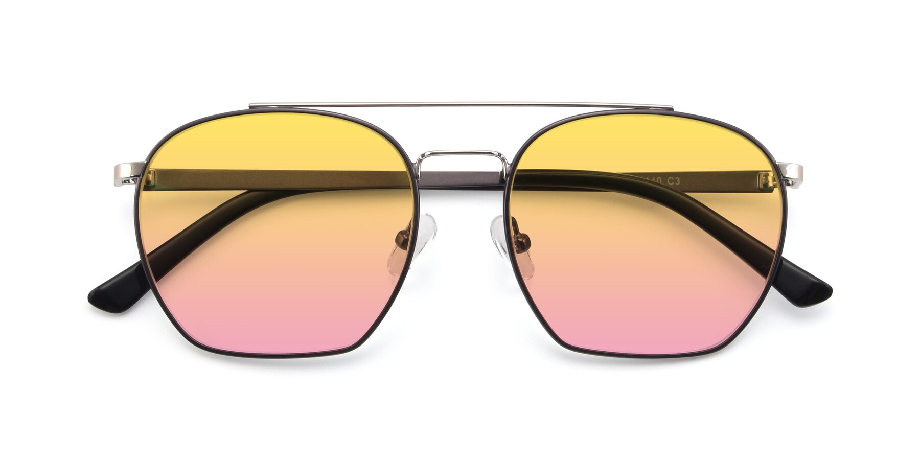 Folded Front of 9425 in Black-Silver with Yellow / Pink Gradient Lenses