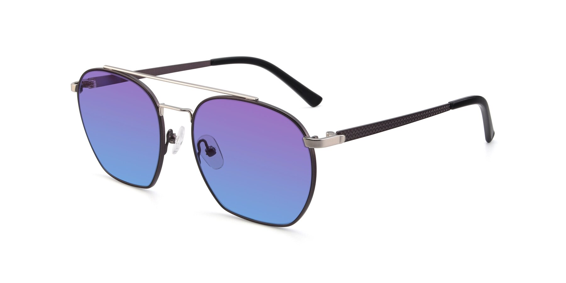 Angle of 9425 in Black-Silver with Purple / Blue Gradient Lenses