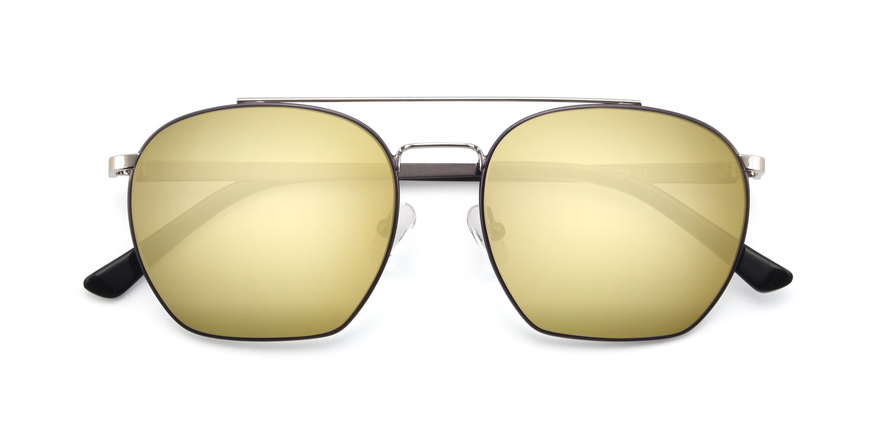 Folded Front of 9425 in Black-Silver with Gold Mirrored Lenses