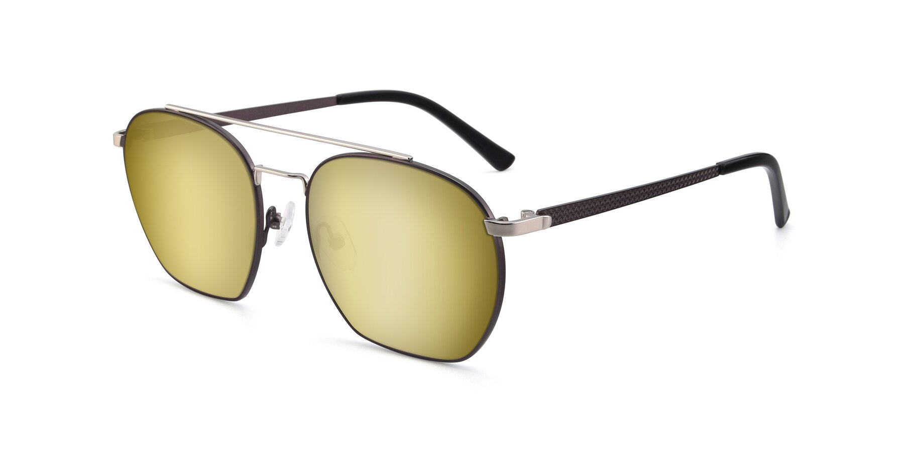 Angle of 9425 in Black-Silver with Gold Mirrored Lenses