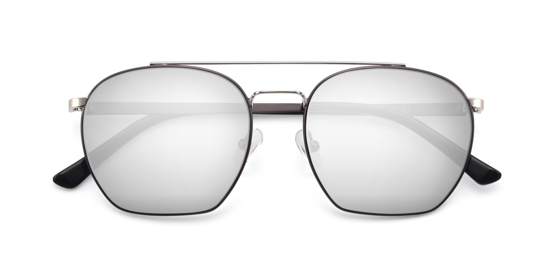 Folded Front of 9425 in Black-Silver with Silver Mirrored Lenses