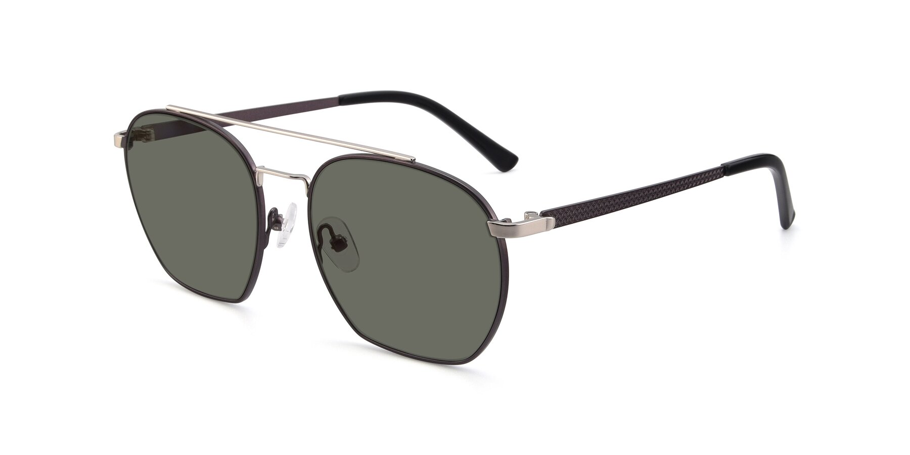Angle of 9425 in Black-Silver with Gray Polarized Lenses