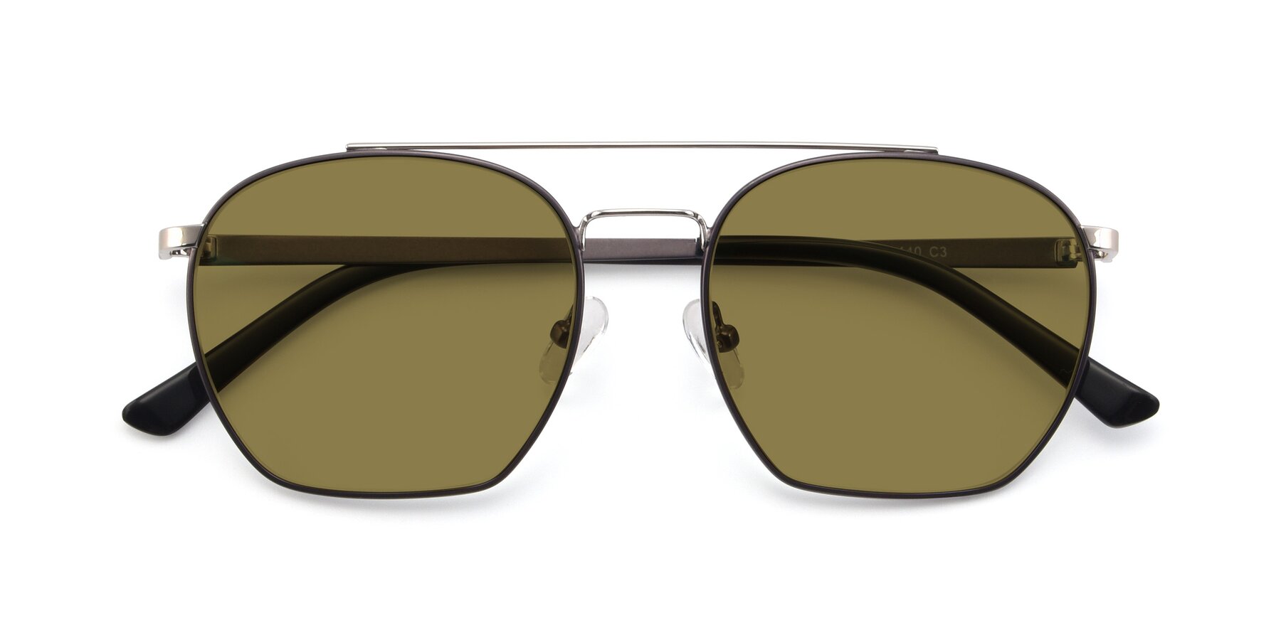 Folded Front of 9425 in Black-Silver with Brown Polarized Lenses