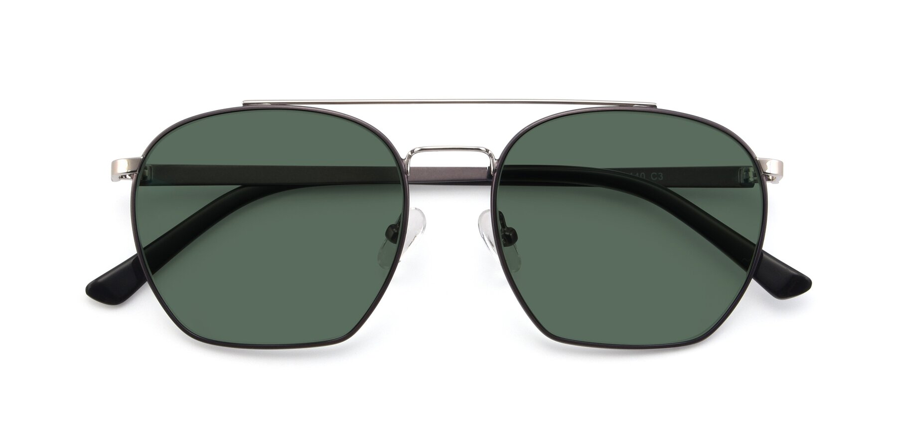 Folded Front of 9425 in Black-Silver with Green Polarized Lenses