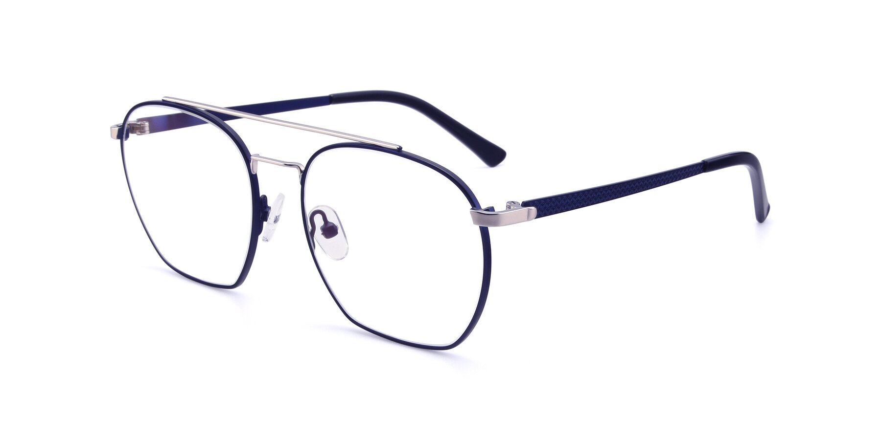 Angle of 9425 in Blue-Silver with Clear Reading Eyeglass Lenses